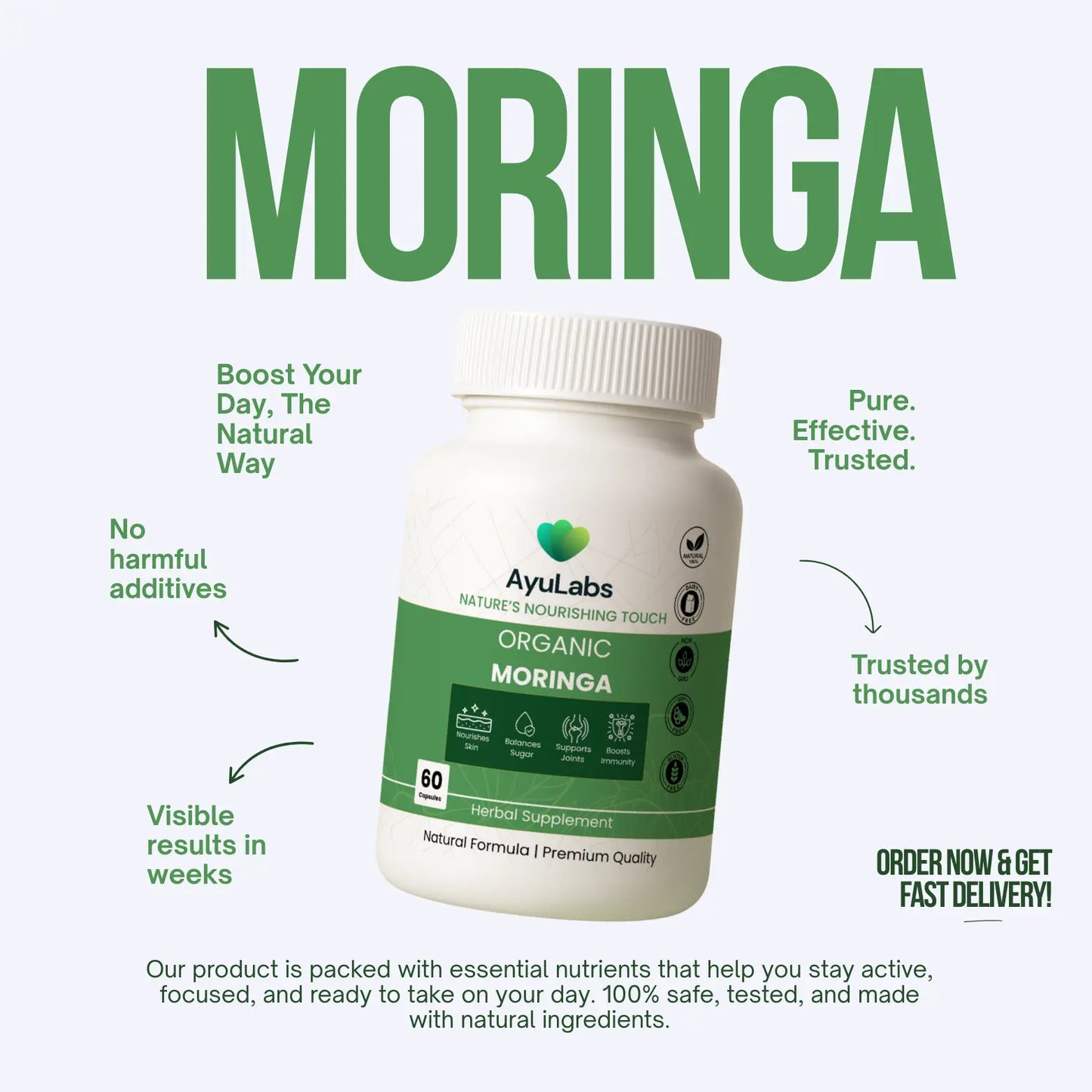 Organic Moringa - 60 Capsules