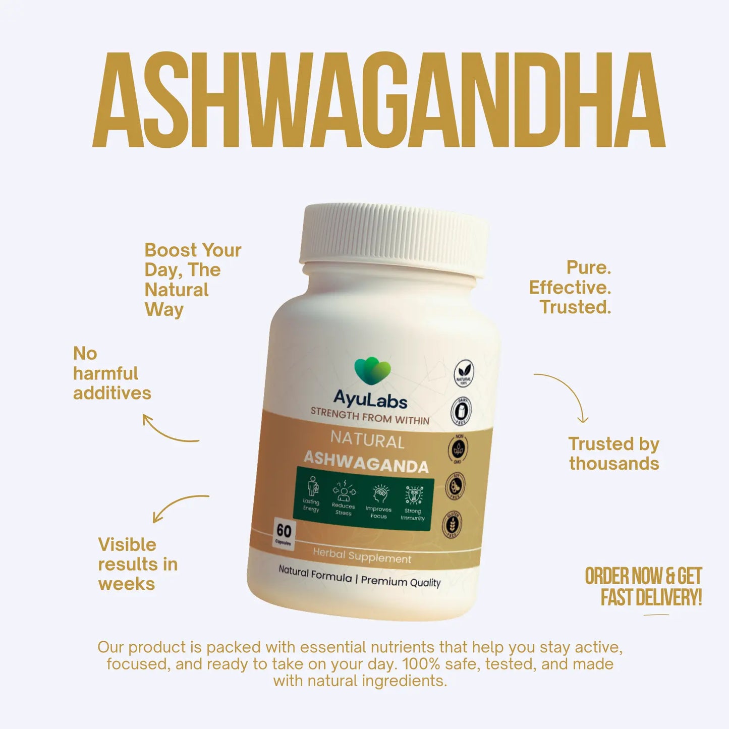 Natural Ashwagandha - 60 Capsules