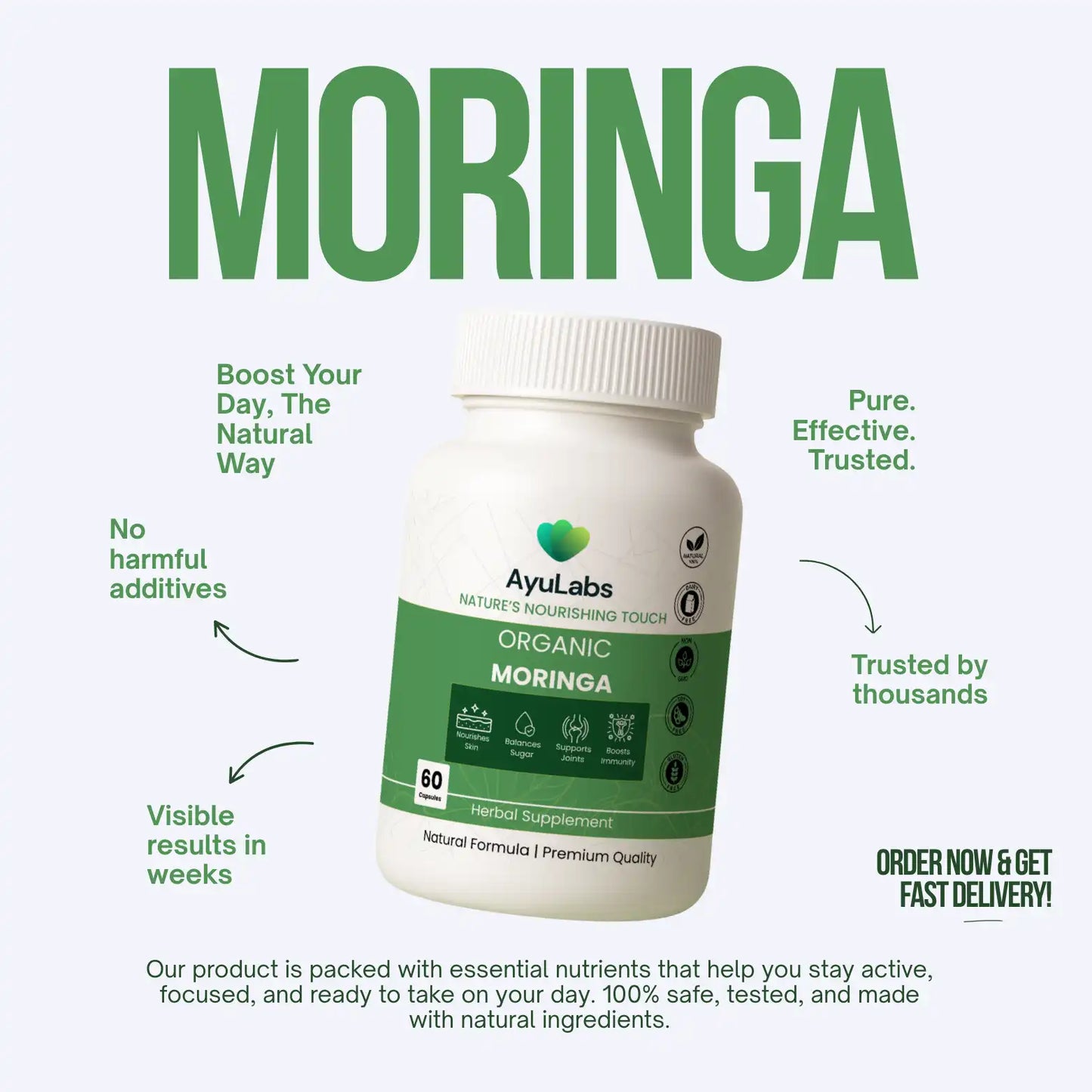 Organic Moringa - 60 Capsules